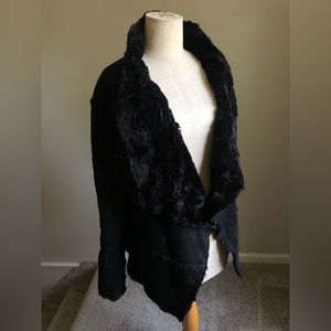 Faux Suede and Fur Patchwork Jacket